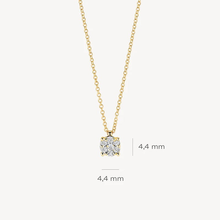 Collier met Diamant in 4.4 mm Chaton-Zetting – 14k Geelgoud 3619YDI