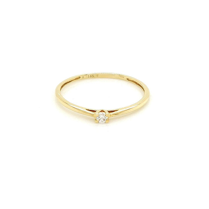 Geelgouden solitairring met Diamant 0,05 karaat
