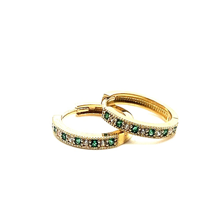 14 kt oorringen 15 mm Peridot &amp; Zirkonia