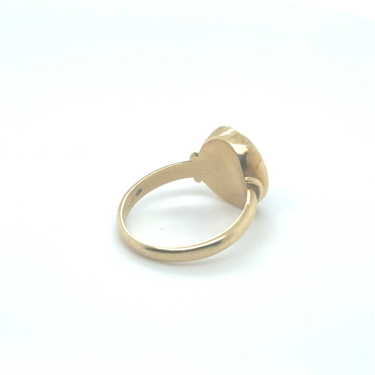14 kt Geelgouden Zegelring met Blauwe Lagensteen – Ovaal 9 × 12 mm