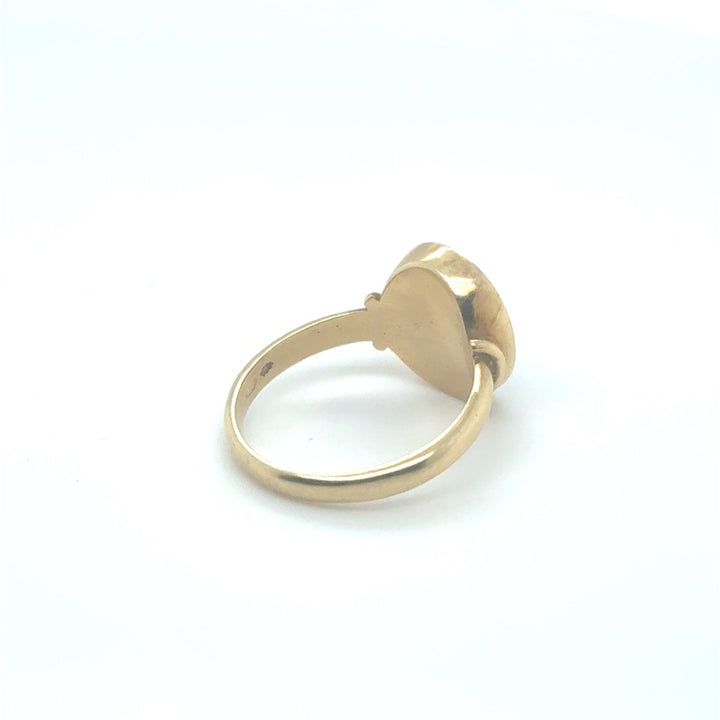 14 kt Geelgouden Zegelring met Blauwe Lagensteen – Ovaal 9 × 12 mm