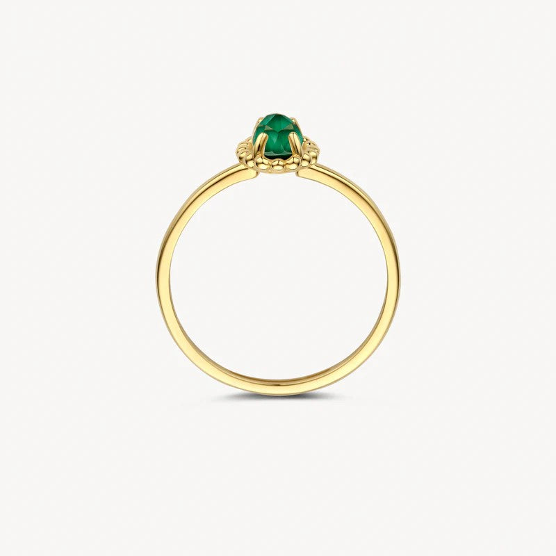 Blush Ring 14 kt Geelgoud met Malachiet en Bergkristal – 1272YMA