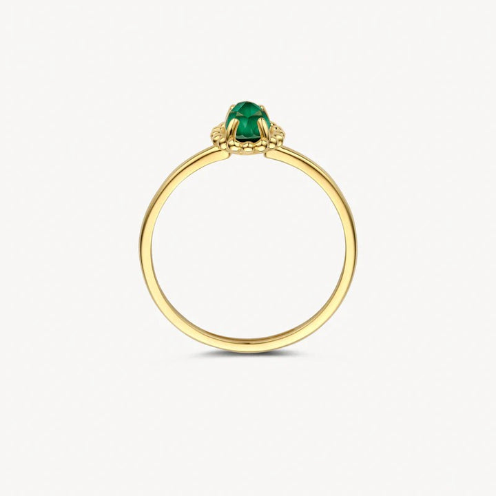 Blush Ring 14 kt Geelgoud met Malachiet en Bergkristal – 1272YMA