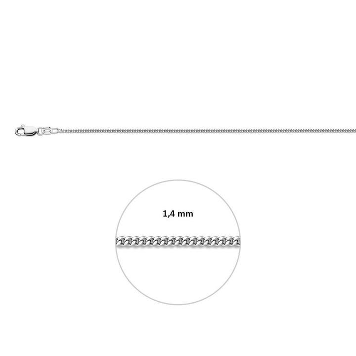 Zilveren gerhodineerd gourmet lengtecollier 1,4 mm 55 cm