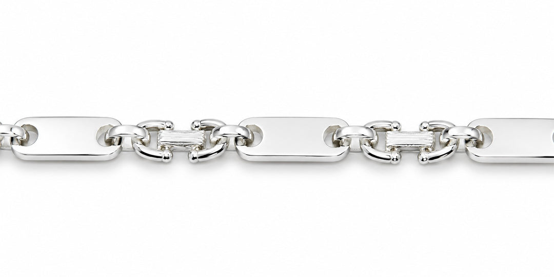 Massieve graveerplaatarmband zilveren fantasie armband 6 mm 21 cm