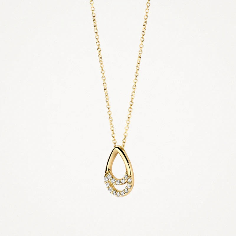 14 kt Blush Jewels Ketting met druppel hanger met zirkonia 14k goud 3195YZI