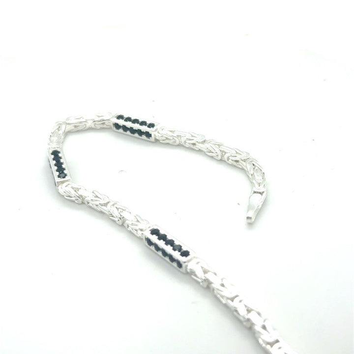 Zilveren Koningsschakel collier 3 mm met Onyx 55 cm