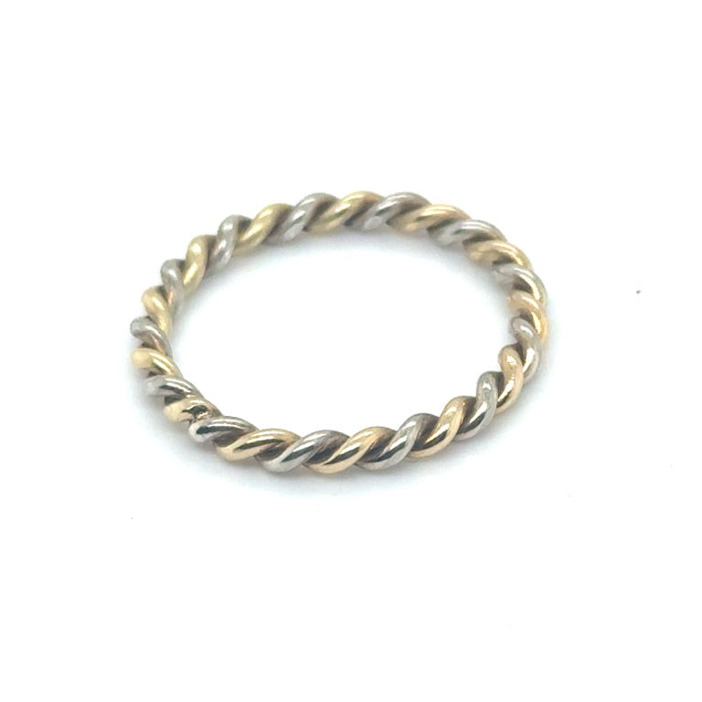 14 kt Bicolor Getordeerde Ring – Witgoud & Geelgoud