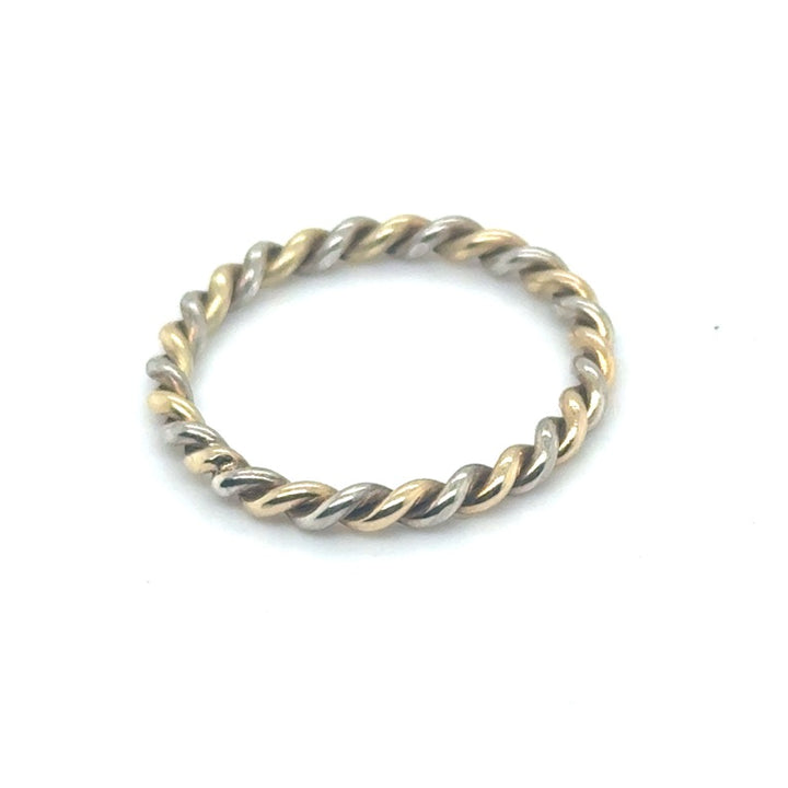 14 kt Bicolor Getordeerde Ring – Witgoud & Geelgoud