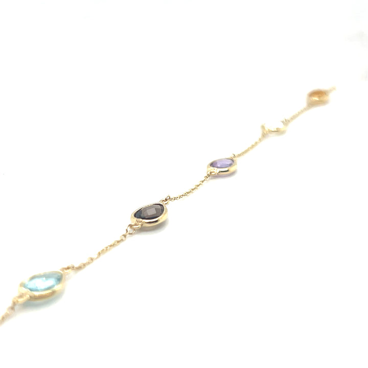 14 kt armband diverse edelstenen druppelvorm 19 cm