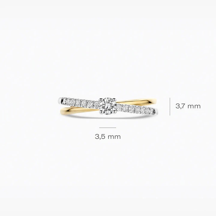 Blush Lab Grown Diamant Ring 14k Geel- en Witgoud LG1060B Maat 54