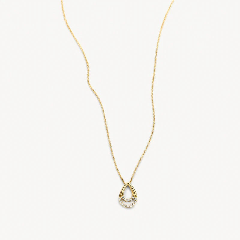 14 kt Blush Jewels Ketting met druppel hanger met zirkonia 14k goud 3195YZI
