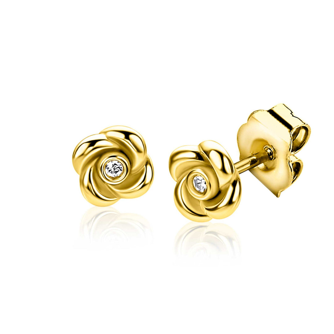 ZINZI Gold Plated Zilveren Oorstekers Roosje ZIO2872Y