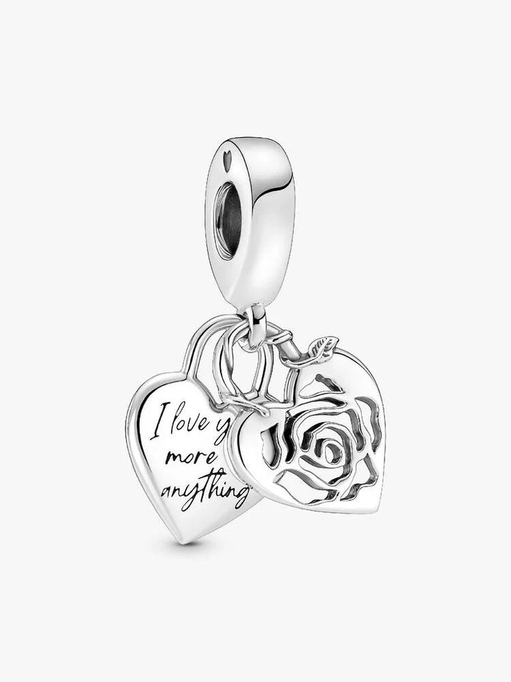 Pandora Moments 925 Sterling Silver Roos Hart Hangslot Hangende Bedel