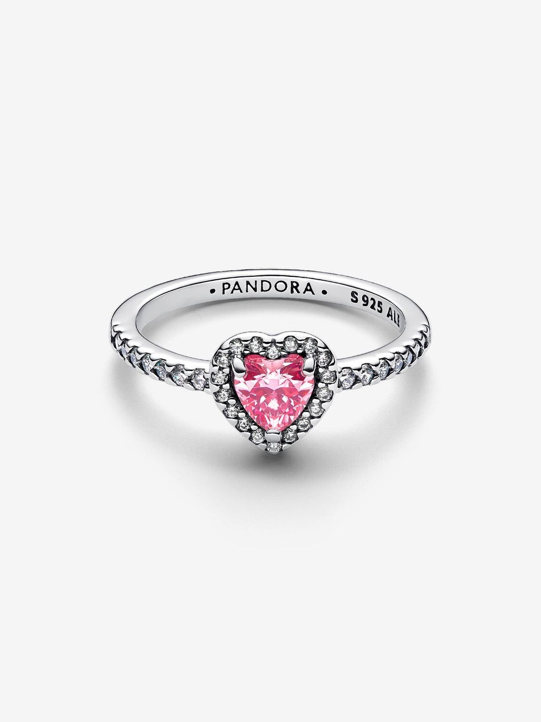 Zilveren Verhoogd roze hartring 198421C03