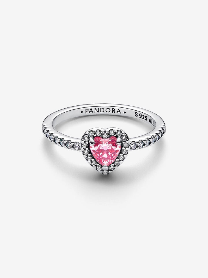 Zilveren Verhoogd roze hartring 198421C03