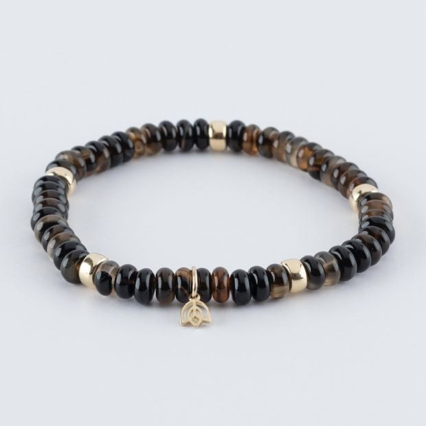 Y&amp;G Jewelry Armband met Maansteen theekwarts rookkwarts en 14 Karaats Goud - YG-SP0040