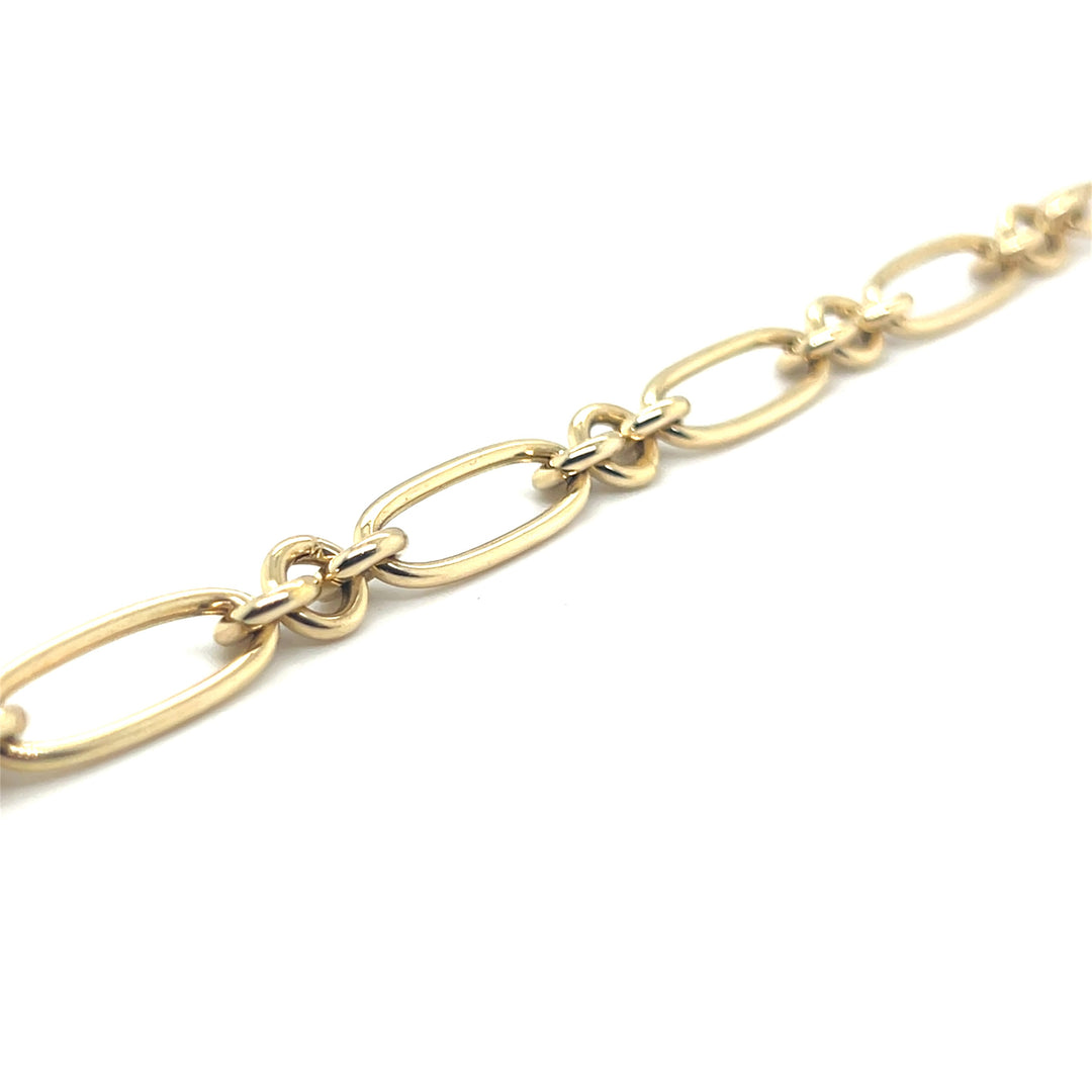 14 Karaat Gouden Armband – Ovaal Fantasie 3+1 Schakel 19,5 cm x 7,8 mm