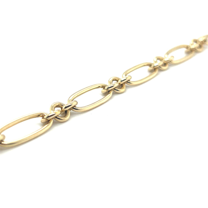 14 Karaat Gouden Armband – Ovaal Fantasie 3+1 Schakel 19,5 cm x 7,8 mm VIJ I013