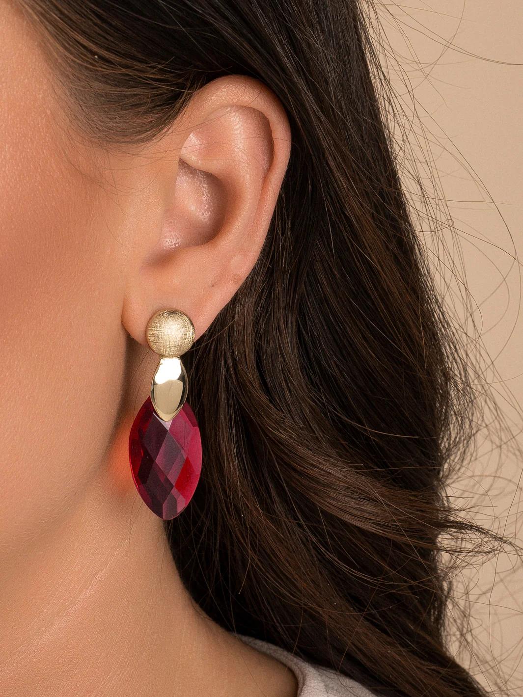 Earstones | Leaf Fuchsia Quartz EAGEM51-FCLF-S