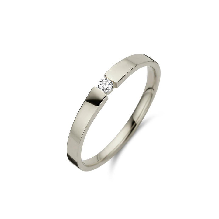 18 kt witgouden gladde ring diamant 0.09ct