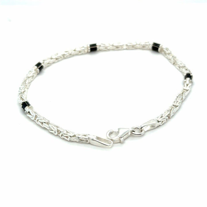 Zilveren Massieve Koningsschakel Armband 3 mm met Onyx – 20 cm