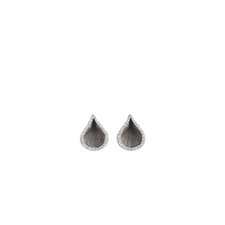 Cammilli Firenze Goccia Oorstekers – 18Kt Black Lava Gold met Diamant – GOR2226E