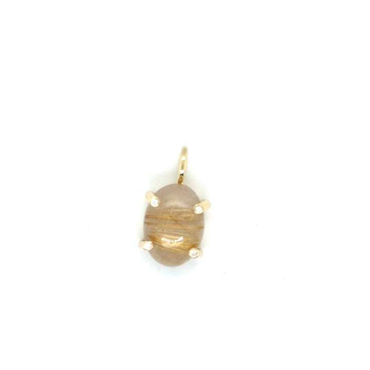 14 karaats hanger Rutielkwarts gouden lijnen diamant  0.045 ct Diamant Vsi Tw