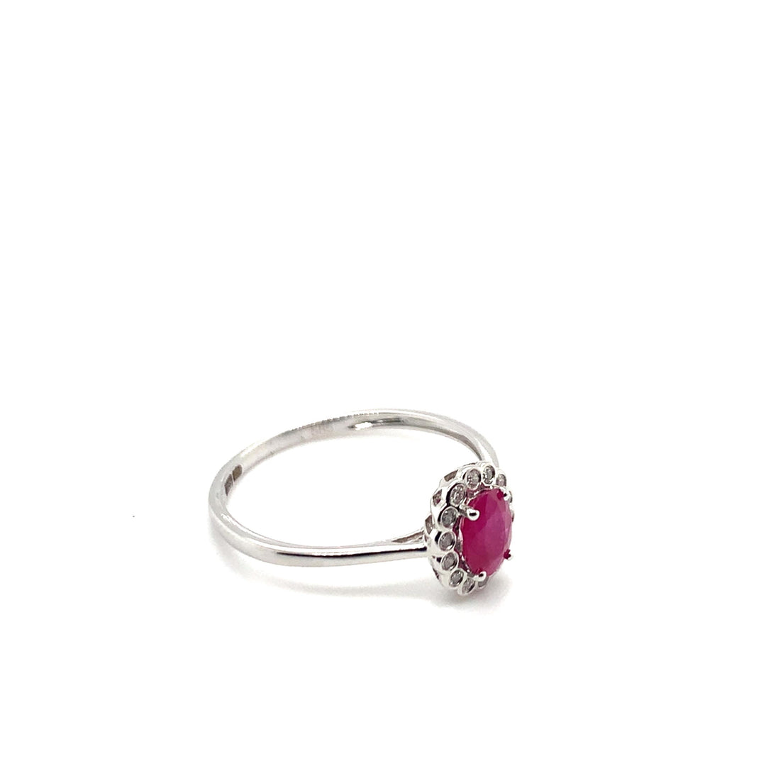 14 kt entourage ring GTA223-R-W robijn & diamant