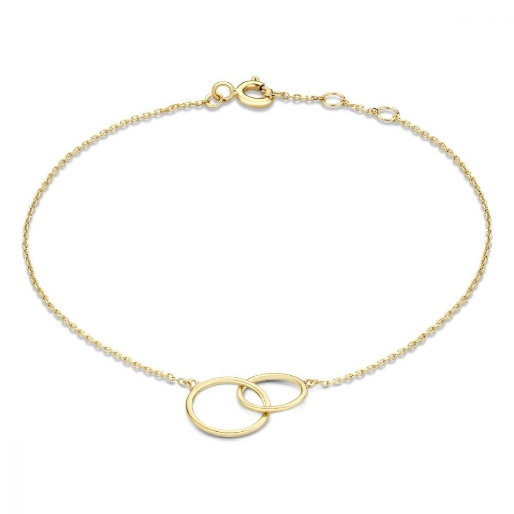 14 kt  geelgouden armband met rondjes heeft 16.5 -18,5 cm