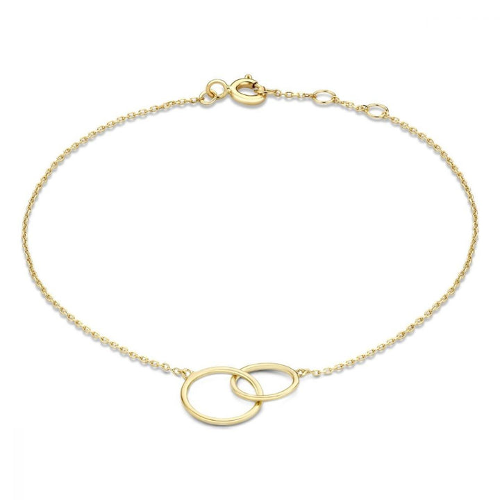 14 kt  geelgouden armband met rondjes heeft 16.5 -18,5 cm