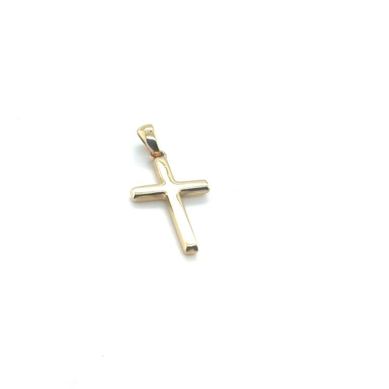 14 karaat geelgouden kruis hanger met zirkonia – 27 mm