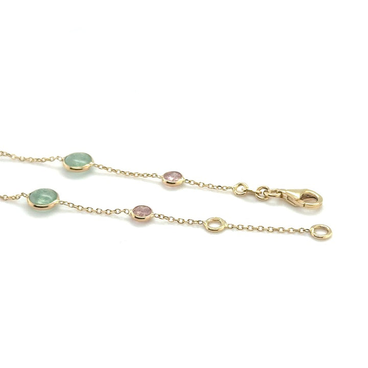 14 karaat geelgouden armband met multicolor kwarts 17-19 cm