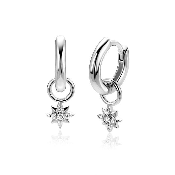 ZINZI zilveren oorbedels ster met zirkonia ZICH2825