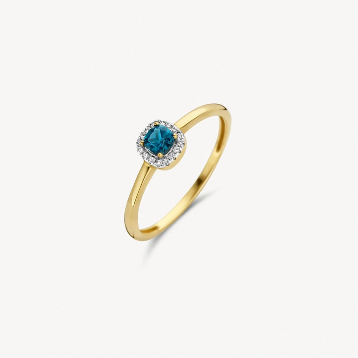 14k Geel en Wit Goud met diamant & london blue top