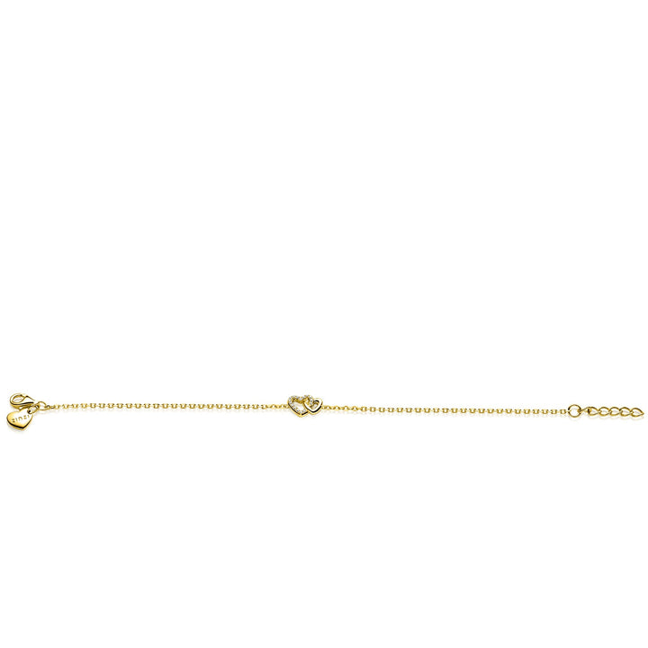 ZINZI gold plated zilveren armband met verbonden hartjes, witte zirkonia's 17-19cm ZIA2493Y