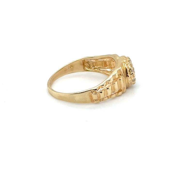 14 kt Geelgouden Ring met Entourage Zirkonia – Occasion