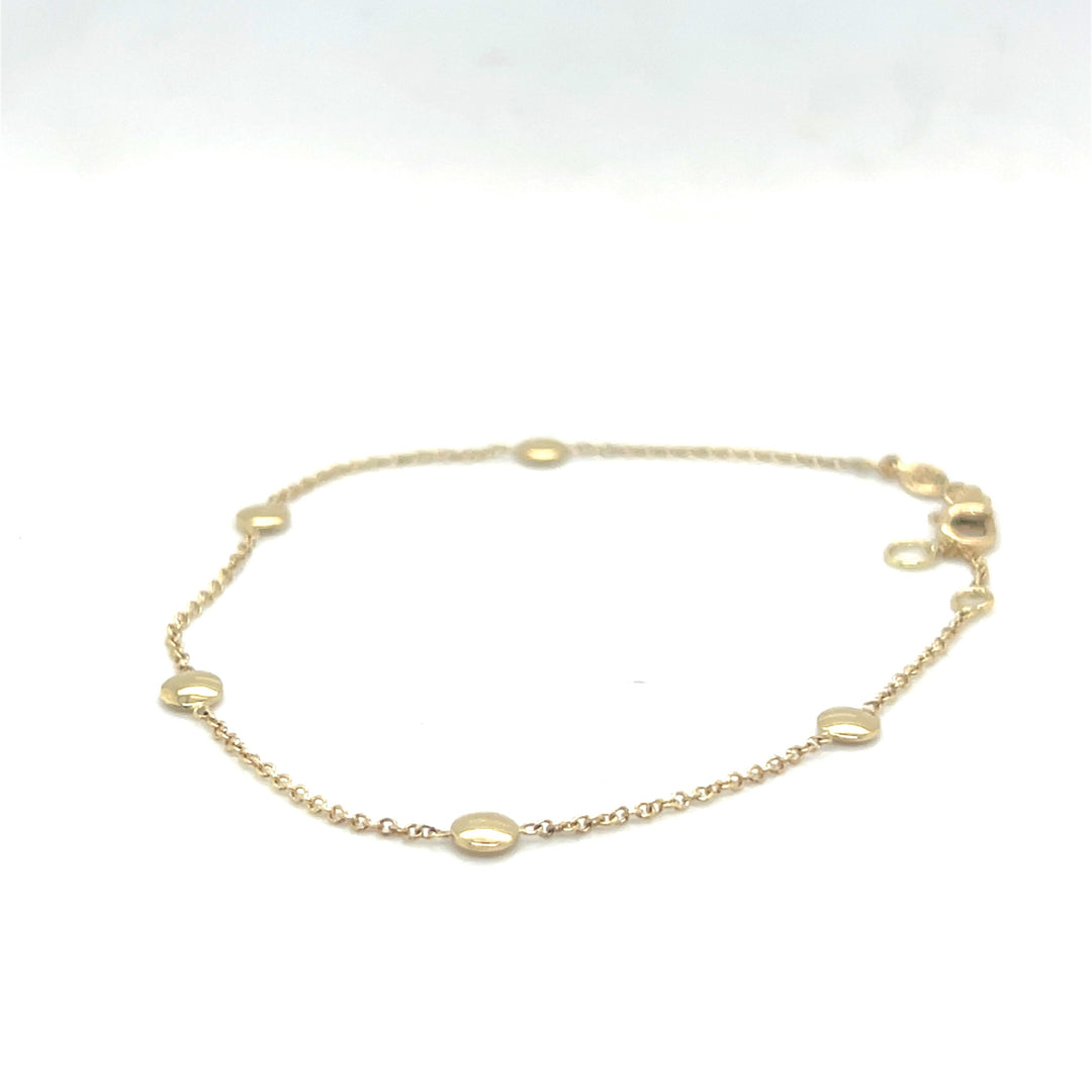 14 kt armband met 5 ronde schoteltjes 5mm & 19cm