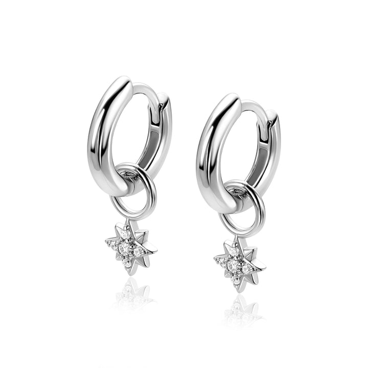 ZINZI zilveren oorbedels ster met zirkonia ZICH2825