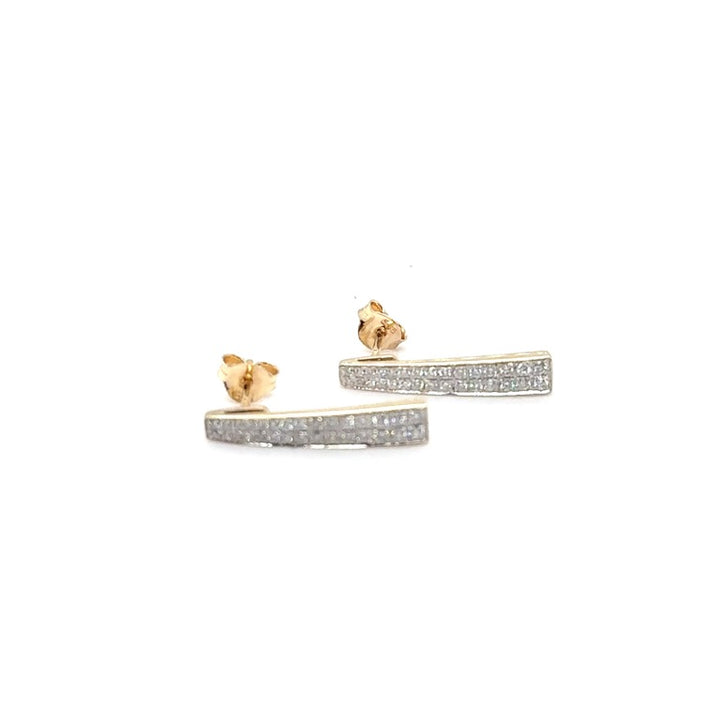 14 kt Gouden Oorstekers Pavé met Diamant