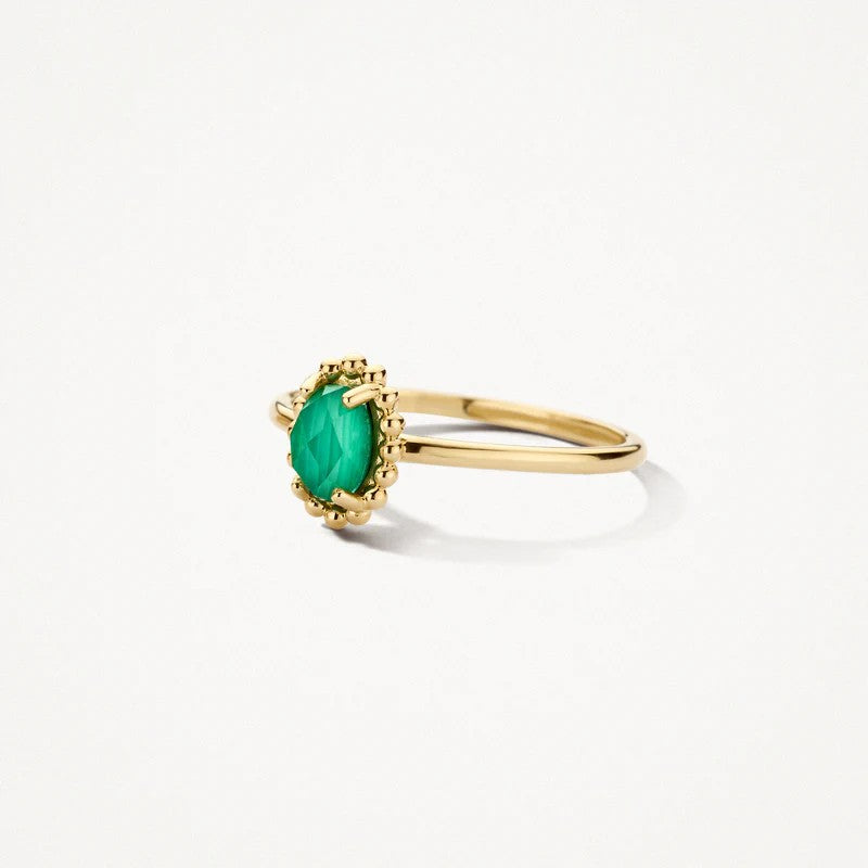 Blush Ring 14 kt Geelgoud met Malachiet en Bergkristal – 1272YMA