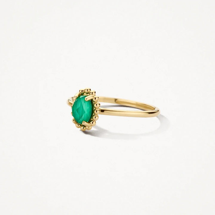 Blush Ring 14 kt Geelgoud met Malachiet en Bergkristal – 1272YMA