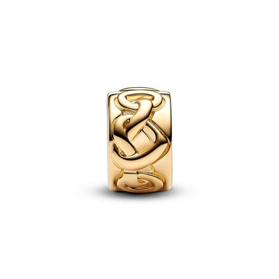 PANDORA SHINE 768035C00 Knotted hearts 14k gold-plated clip