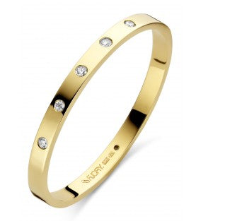 Fjory bangle armband recht 6 mm vierkant geel – 5-steens tot 0,75 crt