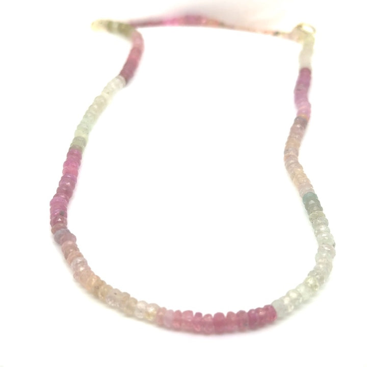 14 kt Geelgouden Collier met Multicolor Saffieren – 45 cm