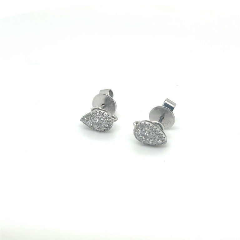 18 kt Witgouden Oorstekers met Diamant – Totaal 0,39 ct
