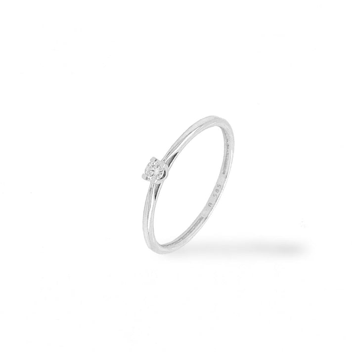 14 kt witgouden solitairring met Diamant 0,05 karaat WRE1349
