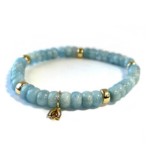 Y&amp;G edelstenen armband | Aquamarijn 7036  &amp; 14 kt 5 Beads