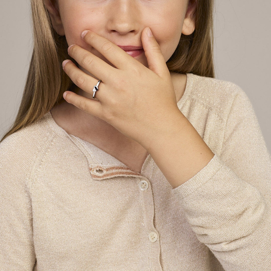 Zilveren ring hart kinder