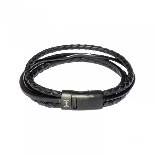 zwart lederen armband black on black AZ-BL003-C-210a
